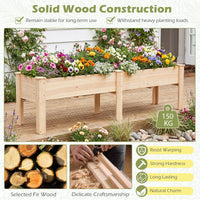 240 x 44 CM Fir Wood Raised Garden Bed with Legs, Drainage Holes for Vegetables Flowers Herbs