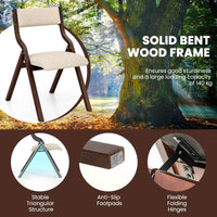 Giantex Folding Dining Chair Set of 2, Wooden Upholstered Dining Chairs