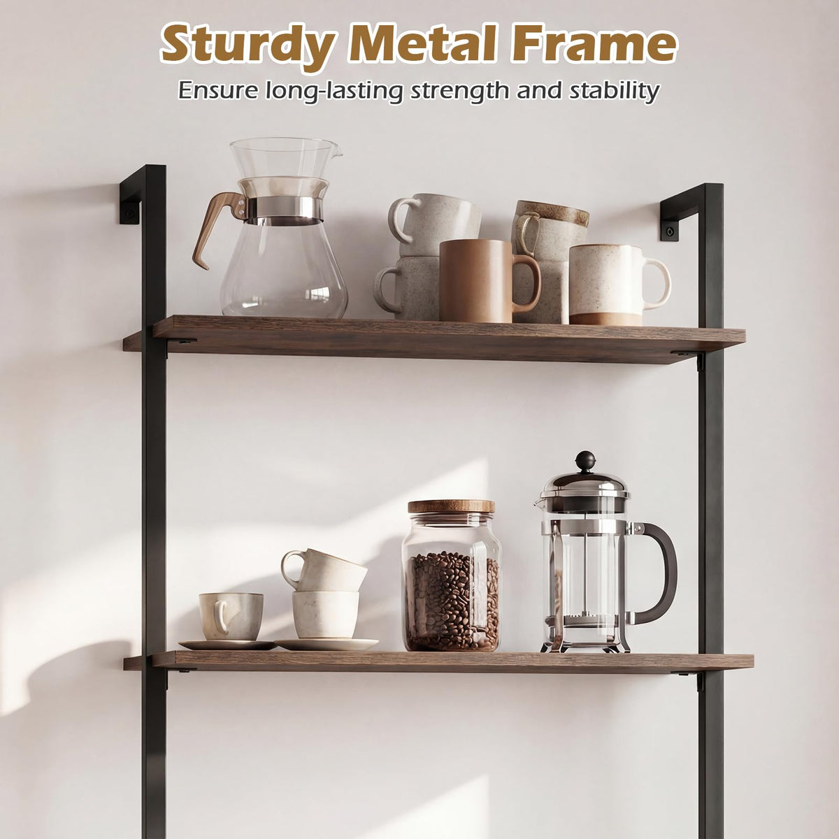 3-Tier Industrial Wall Mounted Shelves Wooden Floating Shelving Unit