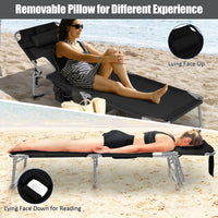 Beach Chaise Lounge Chair, Patio Folding Reclining Chair