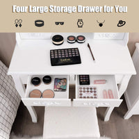 Dressing Table Stool Set, LED Vanity Makeup Table Desk