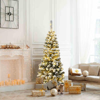 1.4/1.8/2.27M Snow Flocked Prelit Christmas Tree with LED Lights