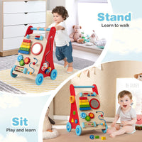 8-in-1 Wooden Baby Walker with Wheels for Toddlers 1+ Years Old