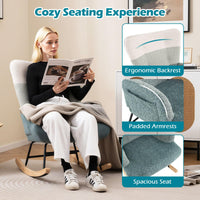 Nursery Rocking Chair with Boucle Fabric Ergonomic Armrests and High Back