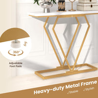 Giantex Modern Console Table, Faux Marble Narrow Entryway Table with Diamond Shape Geometric Frame