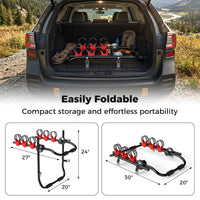 3-Bike Trunk Mount Bike Rack, Foldable Carbon Steel Bicycle Carrier for Hatchback