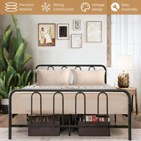 Metal Bed Frame, Modern Bed Frame with Headboard & Footboard