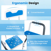 6-PositionAdjustable Height Shower Chair with Back and Arms
