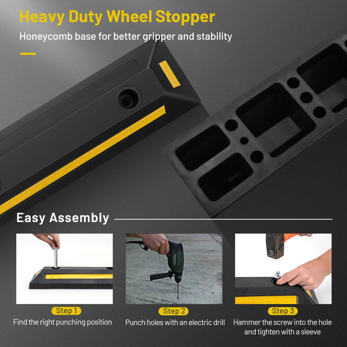 Garage Rack Stoppers Garage Vehicle Parking Stopper, 2 Pack Heavy Duty Floor Stopper w/Thre ...