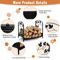 Firewood Log Rack, for Indoor Outdoor Steel Log Holder w/50 kg Load Capacity