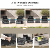 Outdoor 5 Piece Patio Rattan Furniture Setting for Poolside Backyard Lawn & Deck