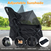 Double Pet Stroller Foldable Dog Walk Jogger with Adjustable Sunshade