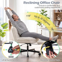 GIANTEX Teddy Plush Office Chair with Footrest & Adjustable Height