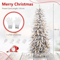180/210cm Flocked Cypress Christmas Tree, Pre-Lit, Hinged