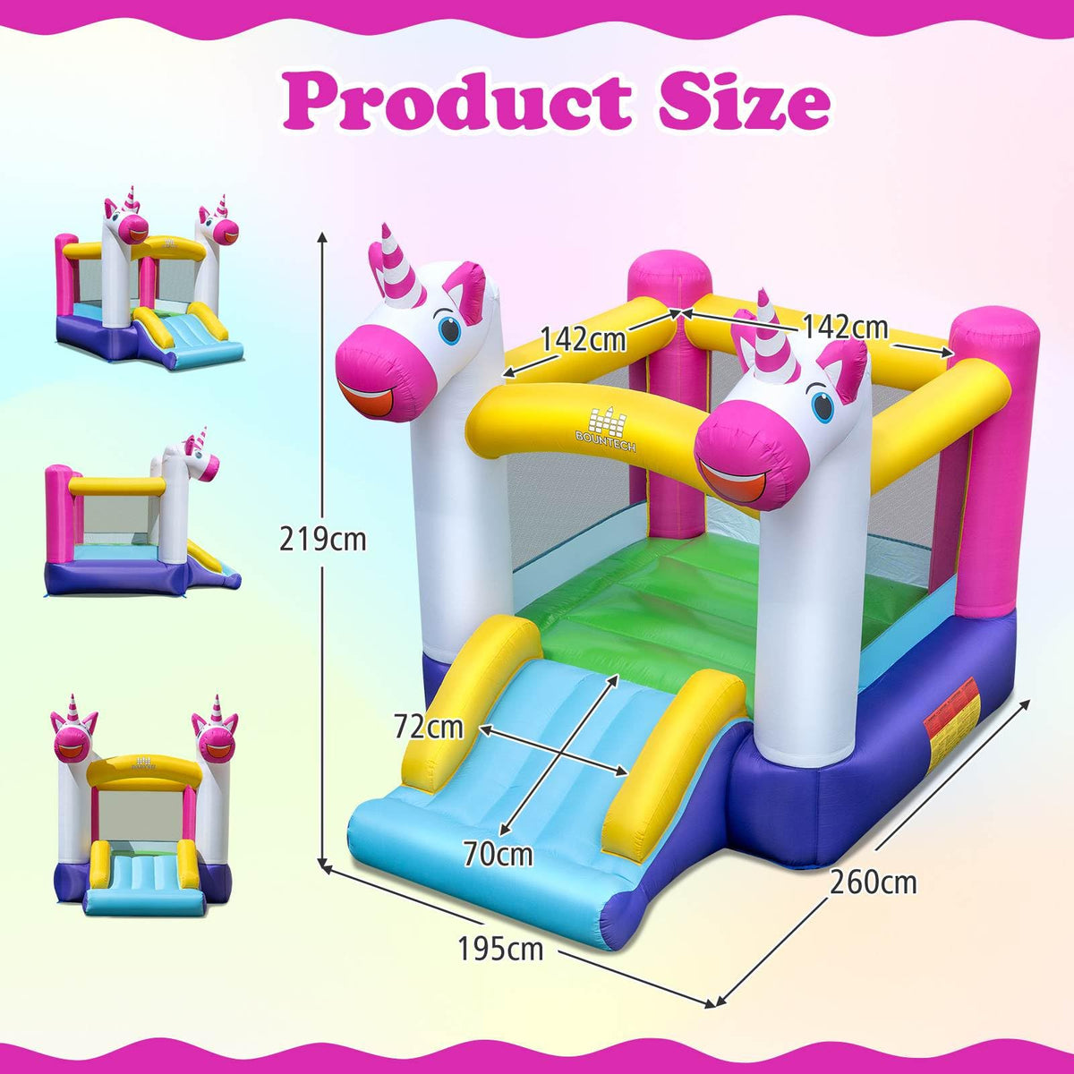 Inflatable Bounce House, 2-in-1 Kids Bouncer with Slide & Jumping Area