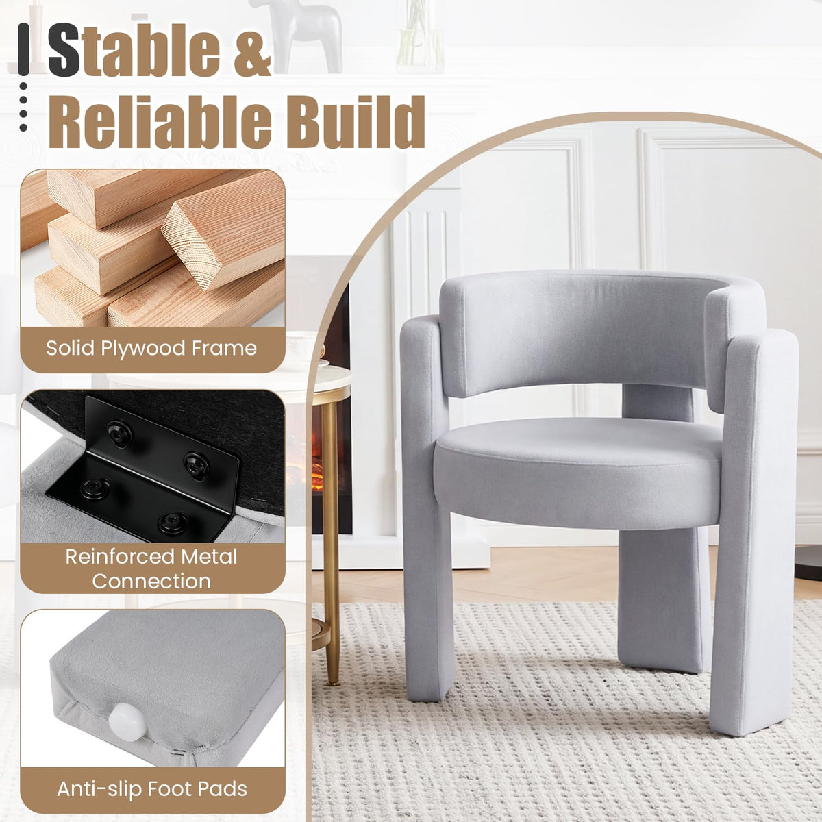 Giantex Modern Velvet Barrel Accent Chair, Comfy Upholstered Armchair