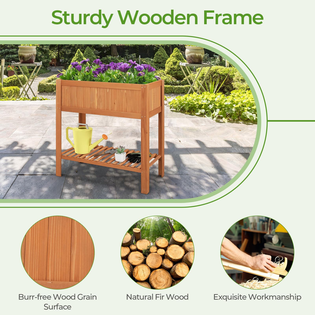 Giantex Raised Garden Bed Outdoor, Elevated Fir Wood Garden Box with Legs
