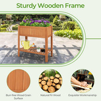 Giantex Raised Garden Bed Outdoor, Elevated Fir Wood Garden Box with Legs