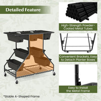 Vertical Raised Garden Bed w/7 Planter Boxes, Storage Baskets, Drainage Holes, 4 Lockable Casters