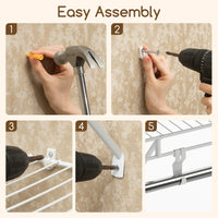 122 x 30 cm Wall‑Mounted Closet Shelf with Hanging Rod