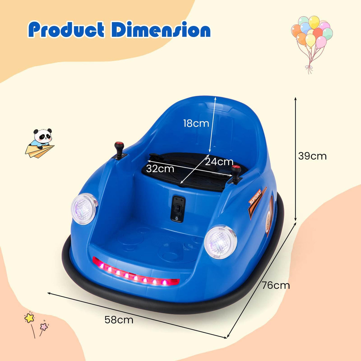 12V Electric Kids Ride on Bumper Car, Battery Powered Bumping Car with Remote Control