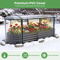 Galvanised Raised Garden Bed with Greenhouse Cover and Roll-up Window