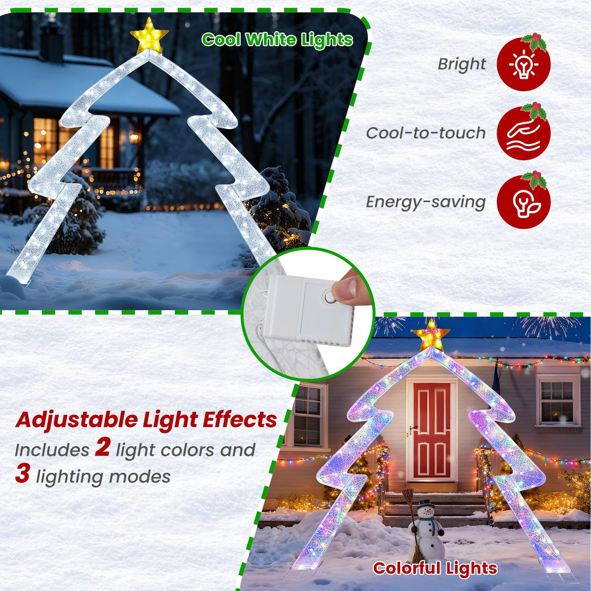 269cm Christmas Tree-shaped Archway with Top Star and Adjustable LED Lights