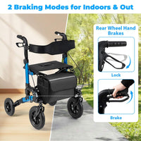 Rollator Walker for Seniors Folding Rolling Walker with Seat and Mesh Backrest