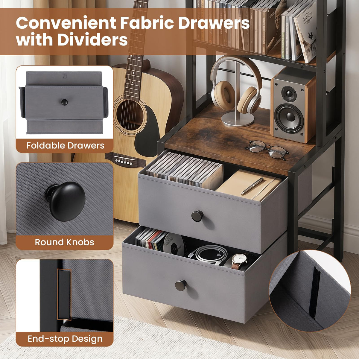 Giantex CD Storage Rack with Drawers, 5-Tier DVD Shelf Organizer