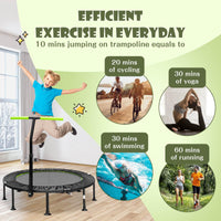 Foldable Mini Trampoline with Height Adjustable Handrail for Kids Adults