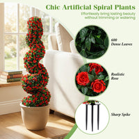 Artificial Spiral Topiary Trees Set of 2, 3FT Outdoor Faux Plants