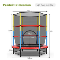 55 Inches Kids Trampoline with Safety Enclosure Net