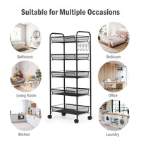 Giantex Serving Trolley Cart w/ 5 Levels, Storage Trolley, Side Kitchen Trolley, Kitchen Organizer Utility Cart for Kitchen