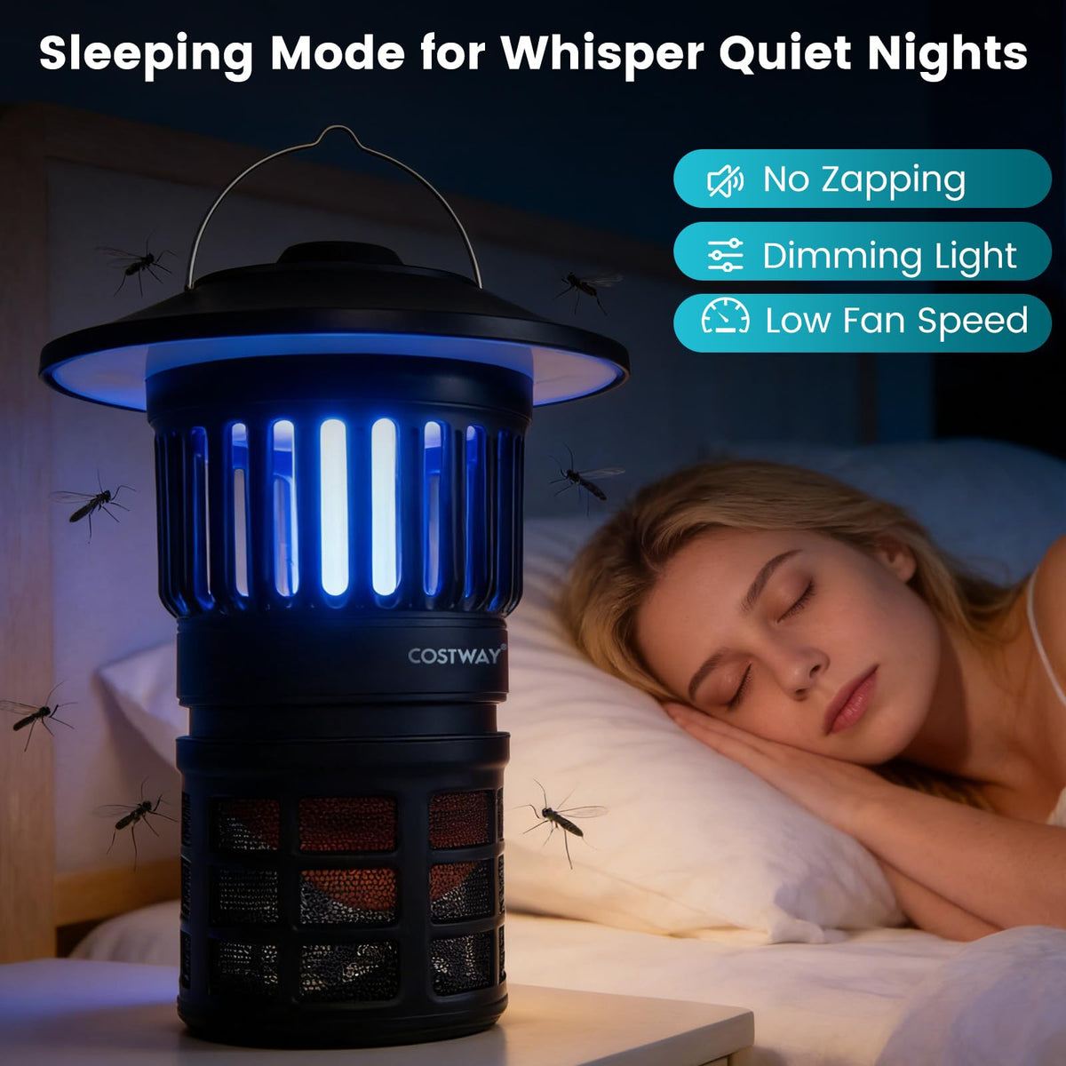 Outdoor Fly Trap with Light, Rechargeable Electric Bug Catcher