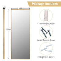 GIANTEX Full Length Mirror, 150x56cm, Full Body Mirror w/ Aluminum Frame & Explosion-Proof Glass (Gold)