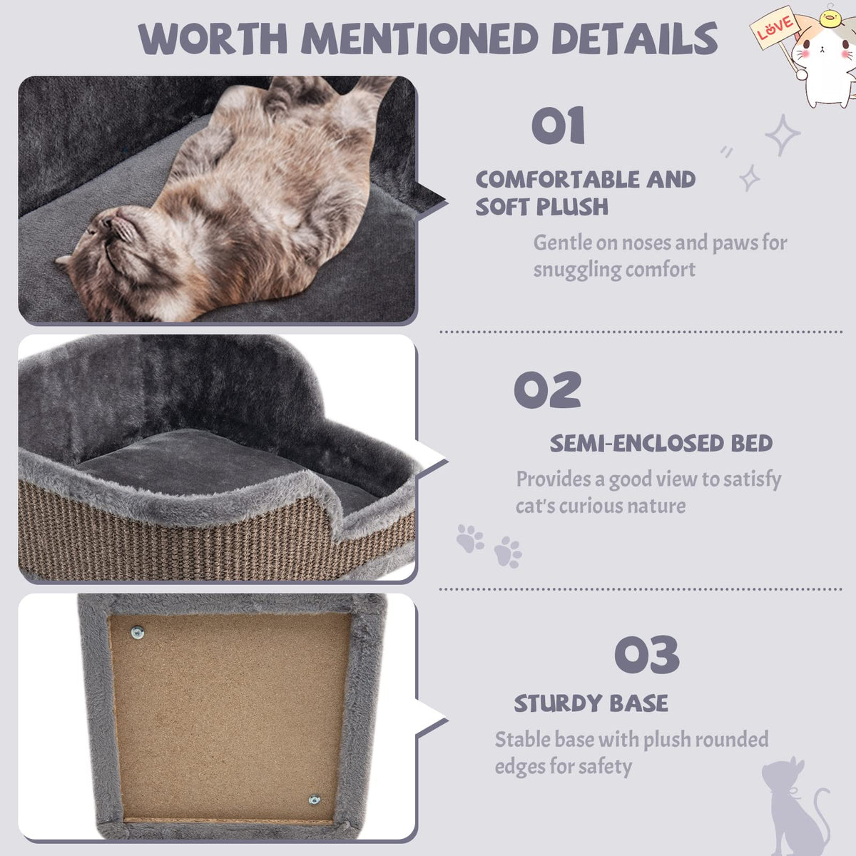 Compact Cat Tree Tower for Scratching, Relaxing & Sleeping