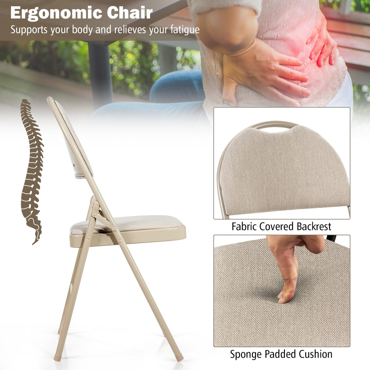 6 Pieces Foldable Chairs, Portable Folding Chairs