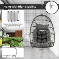 Hanging Egg Chair with Head Pillow & Large Seat Cushion (Without Chair Stand)