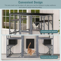 Large Outdoor Wooden Cat House 180cm Catio Enclosure w/Weatherproof Asphalt Roof