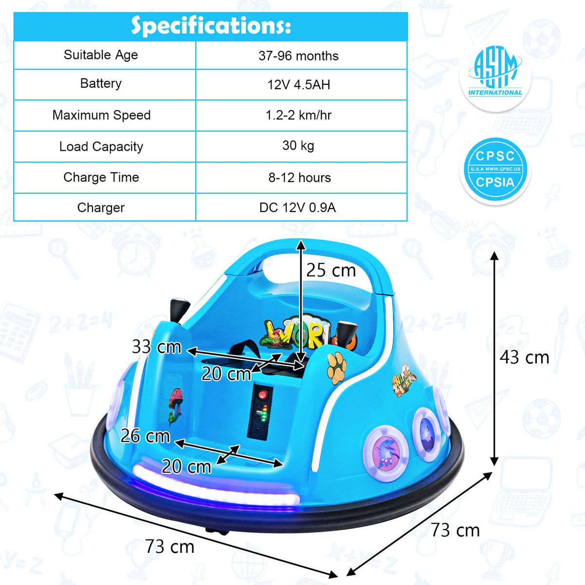 Kids Ride On Car, 12V Electric Bumper Car for Children W/Remote Control