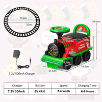 Ride on Train Track, 6V Electric Ride on Train with Tracks, Storage Seat