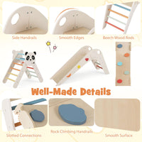 Foldable Panda-Themed Wood Montessori Climbing Set, Indoor Children Playground Jungle Gym