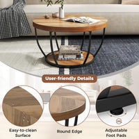 2-Tier Round Coffee Table w/Storage