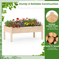 Wooden Raised Garden Bed with Legs, Natural Fir Wood Elevated Planter Box