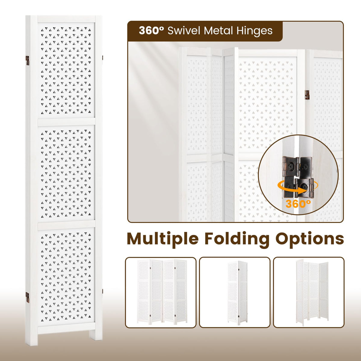 Giantex 4/6-Panel Folding Room Divider, 170CM Tall Carved Privacy Screen