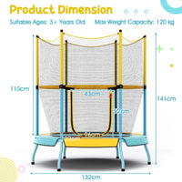 48 Inch Trampoline for Kids with Safety Enclosure Net and Curved Metal Legs