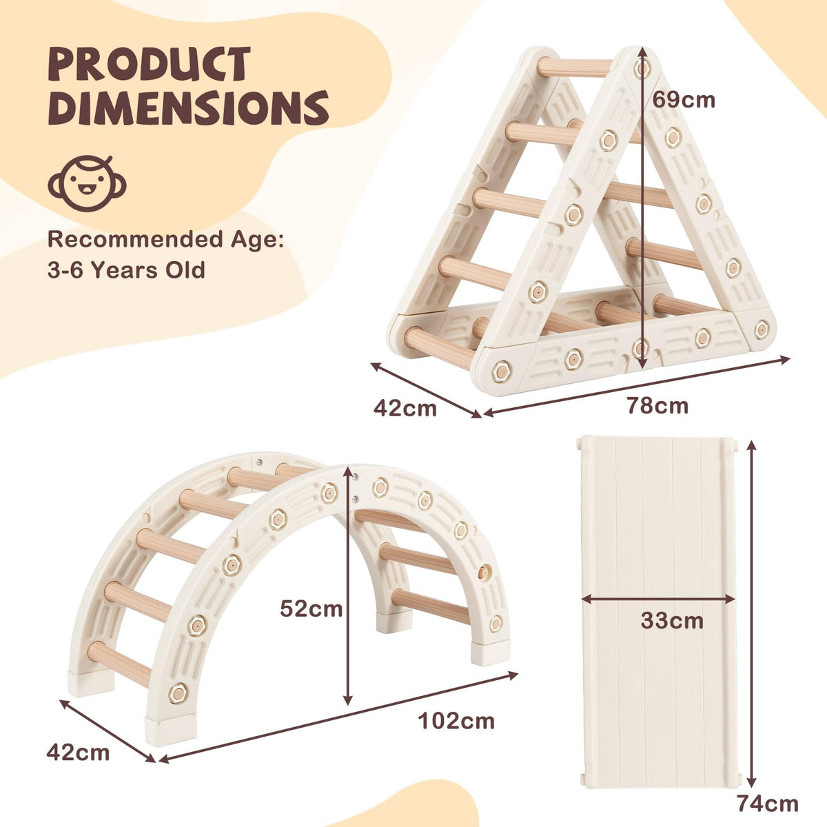 5-In-1 Montessori Climbing Toys with Double-Sided Ladder