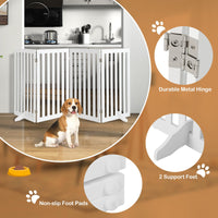 89cm Pet Gate 4 Panels Freestanding Wooden Fence for Small Dogs