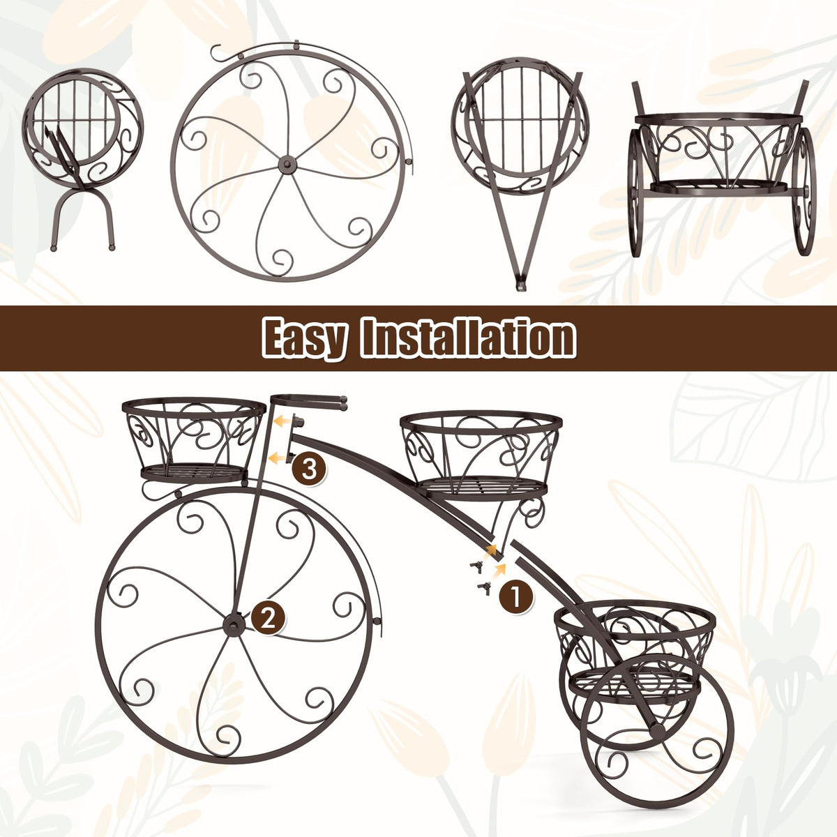 Tricycle Plant Stand, Flower Pot Cart Holder