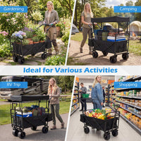 Collapsible Wagon with Removable Canopy and Adjustable Handles